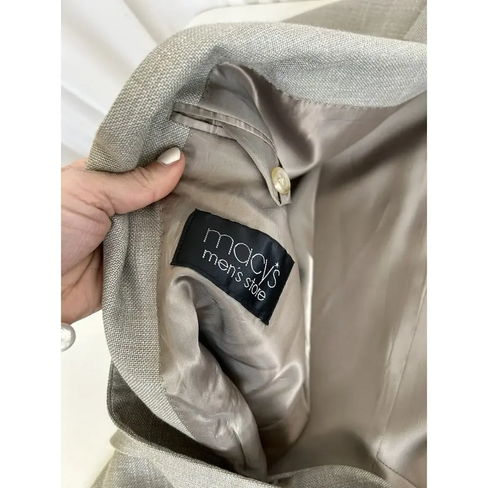 Lauren Ralph Lauren Men's Blazer Linen Rayon Polyester‎ Beige Tan Size 42R VGUC